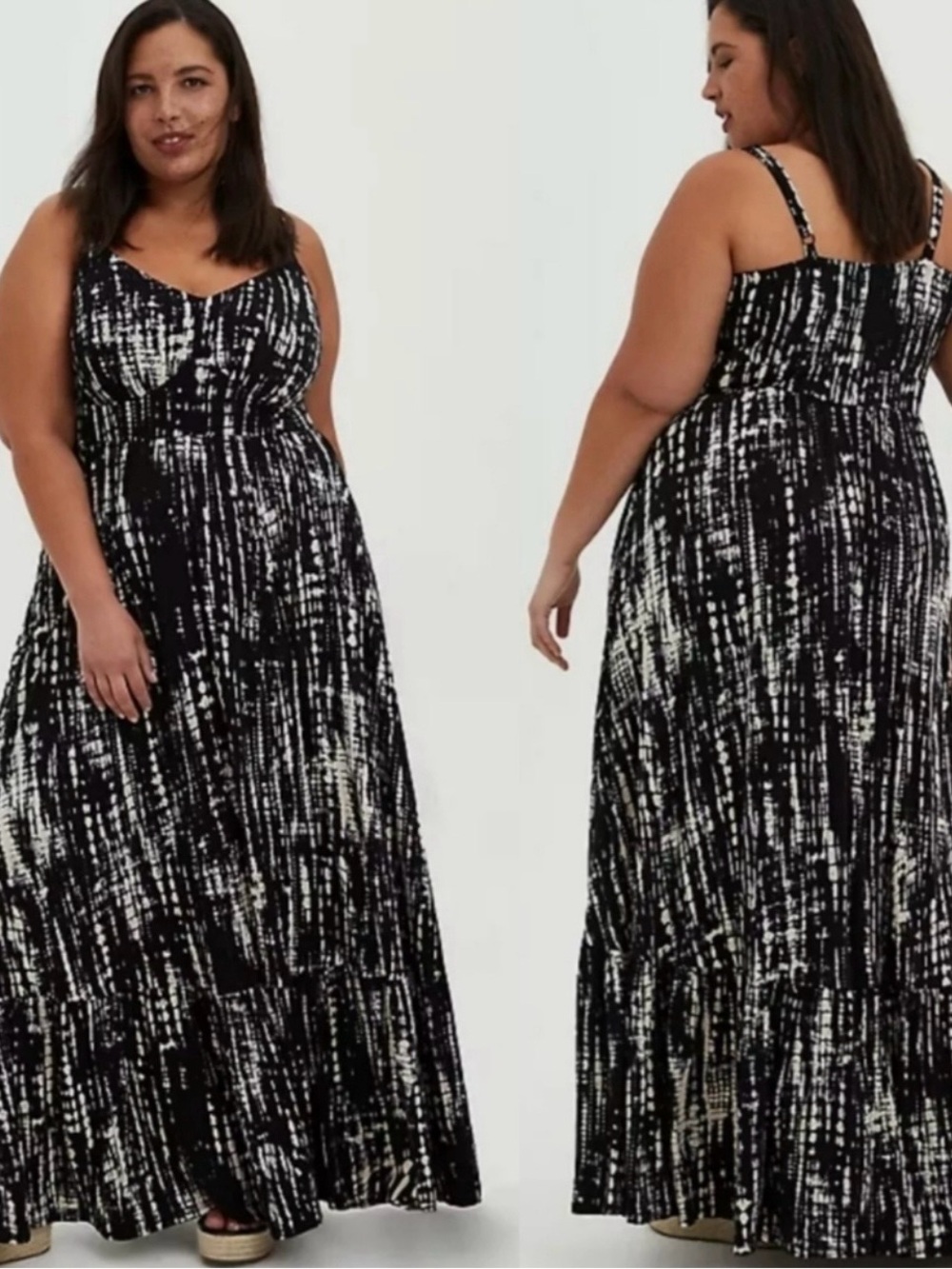 torrid NWT Black & White Tie-Dye Maxi Dress